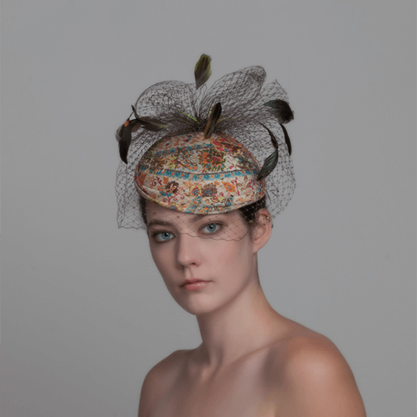 brocade_cocktail_hat colorful cocktail hat
