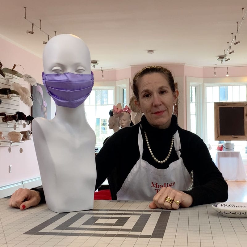 mannequin with silk face mask